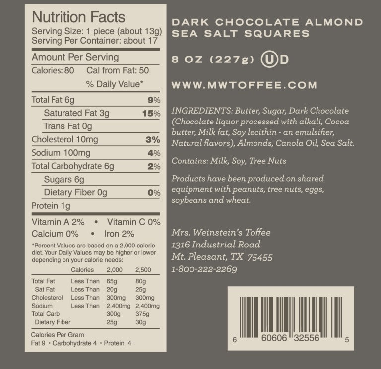 Gourmet Handcrafted Toffee Squares