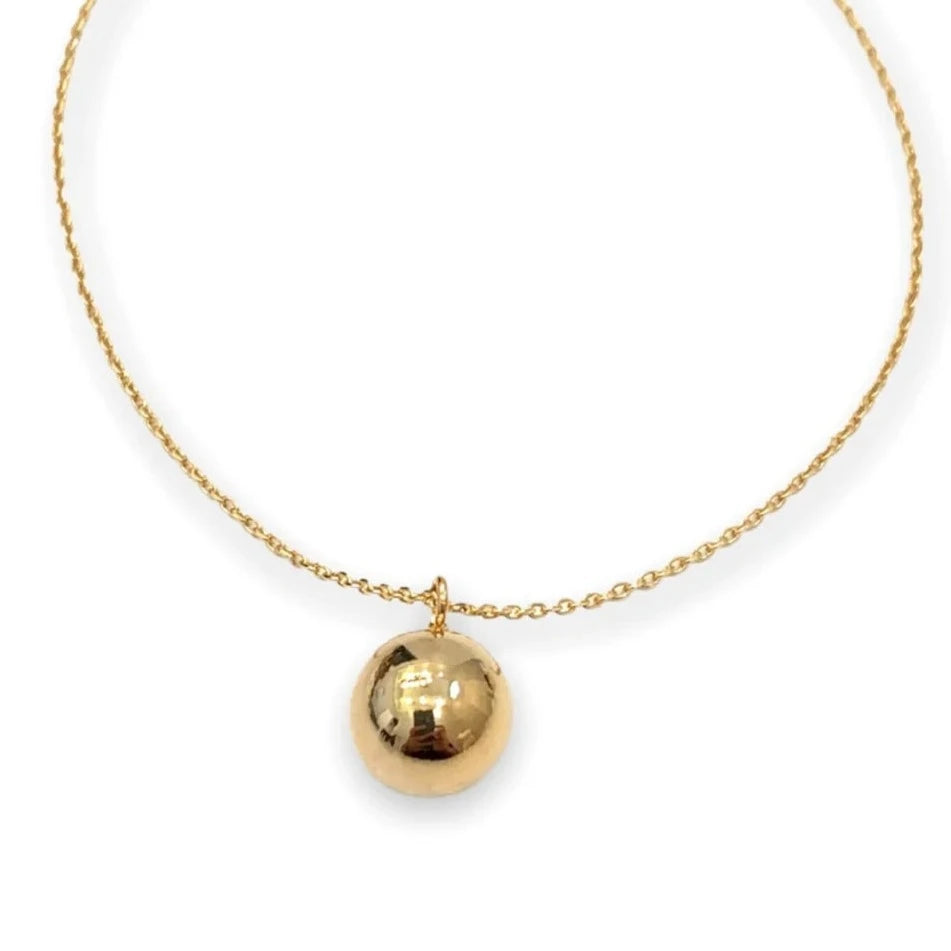 14K Yellow Gold Ball Solitaire Bead Emma Necklace - 10mm