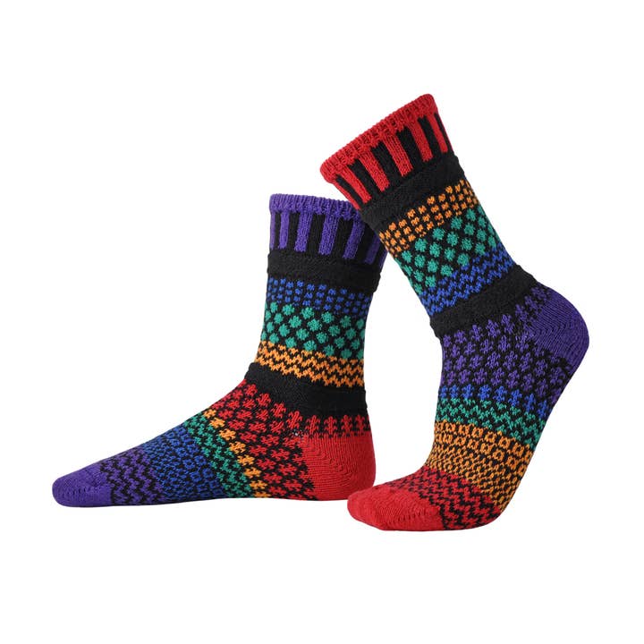 Colorful Mismatched Cotton Crochet Crew Socks