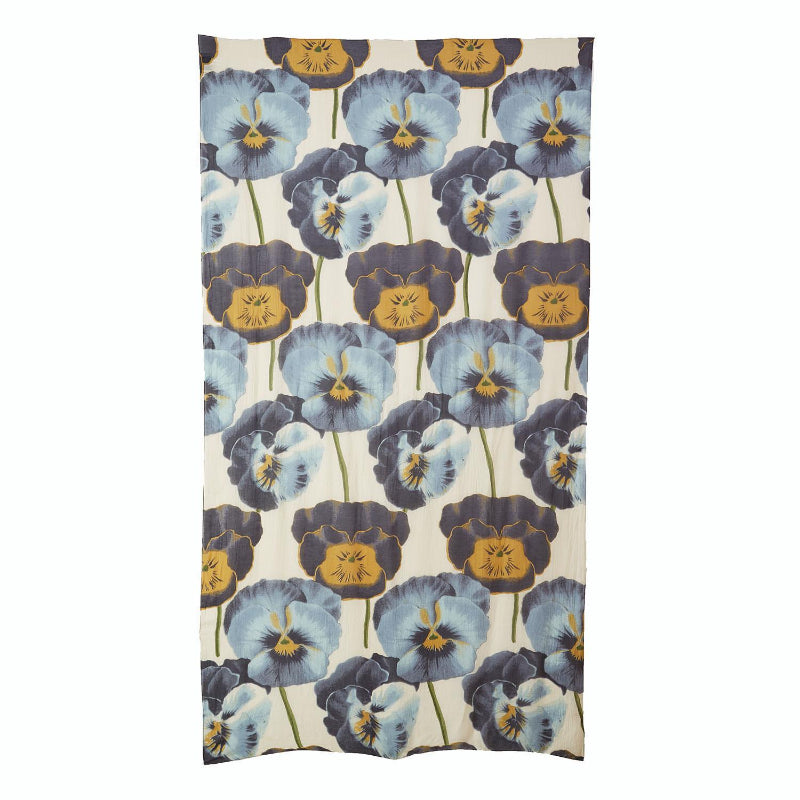 Blue Pansies Floral Lightweight Printed Scarf Open to see full print