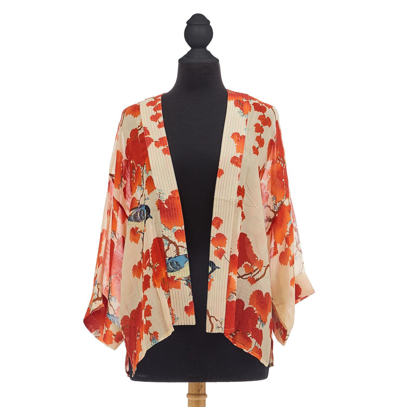 Acer Red Blossom Branch Short Kimono