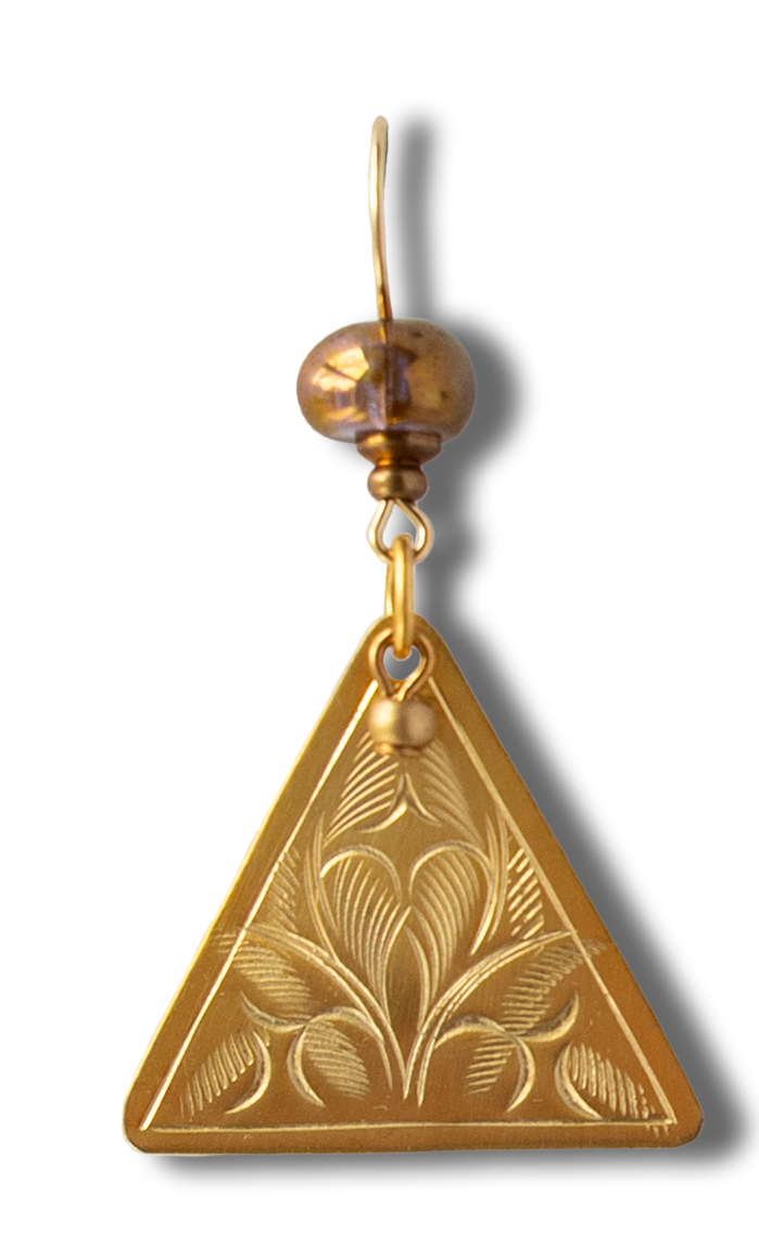Etched Diatris Triangle Dangle Earrings