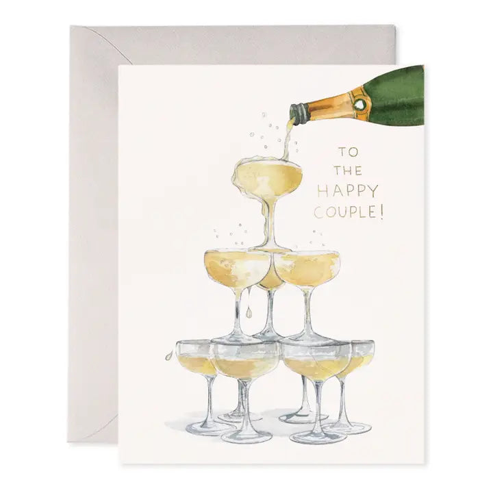 Champagne Tower Watercolor Wedding Card