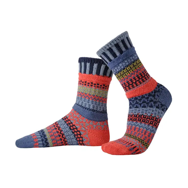 Colorful Mismatched Cotton Crochet Crew Socks - Hello World Modern Mercantile