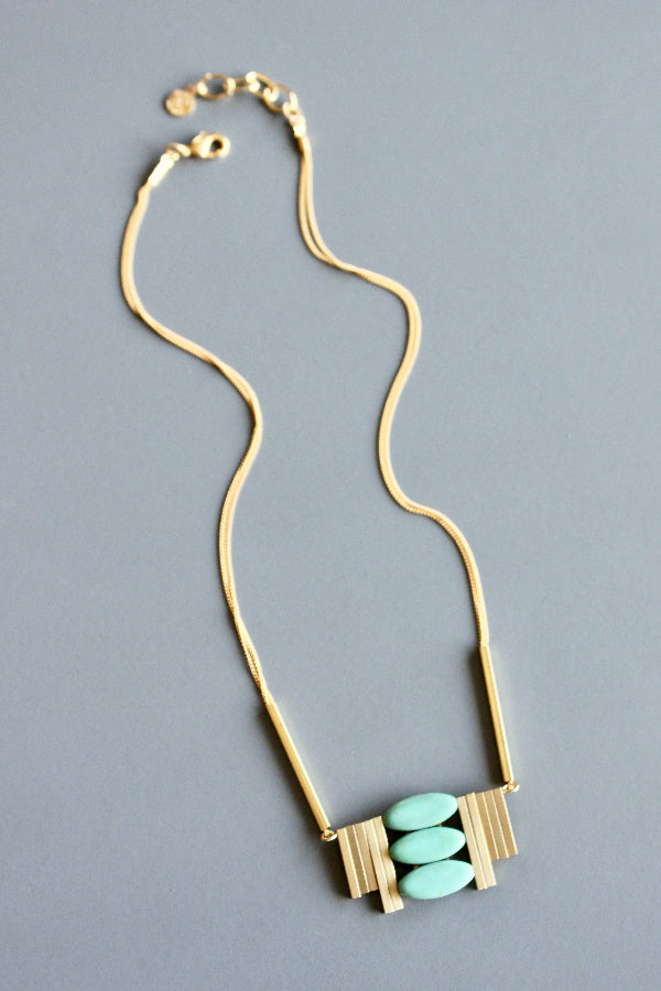 Art Deco Turquoise Stacked Statement Necklace