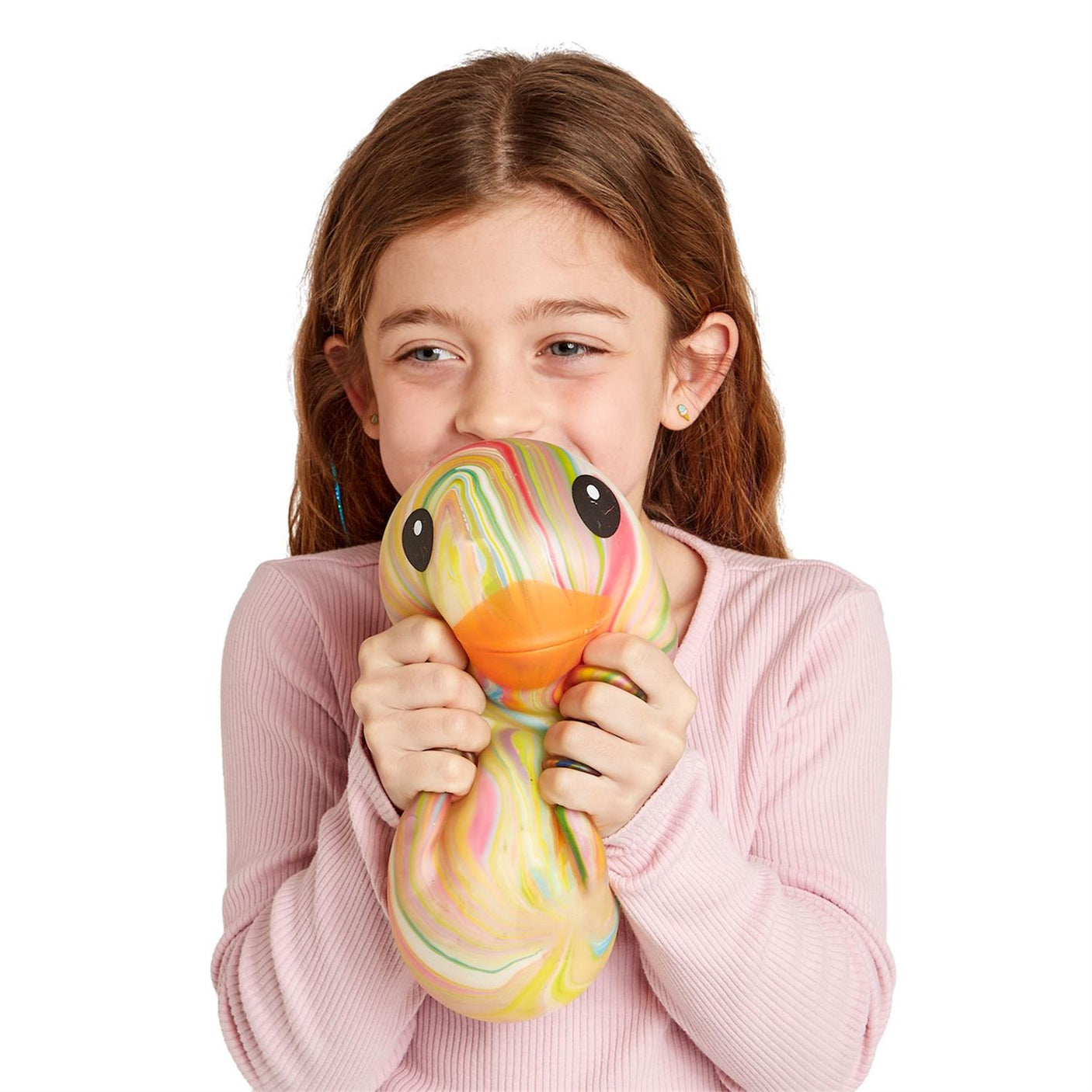 Jumbo Squish Rainbow Marbled Rubber Duck