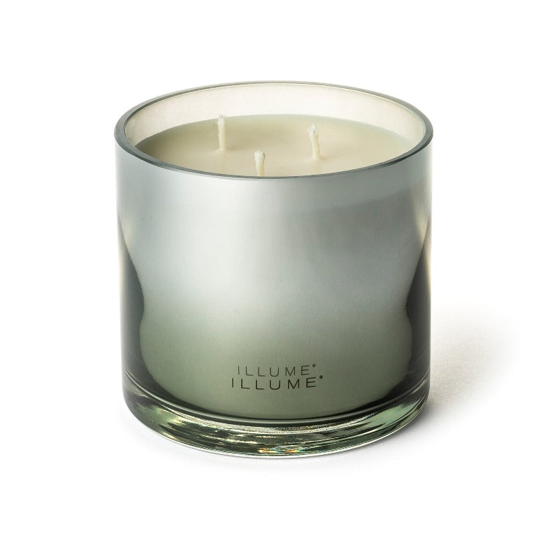 Statement Glass Triple Wick Lidded Candle Fresh Sea Salt Front