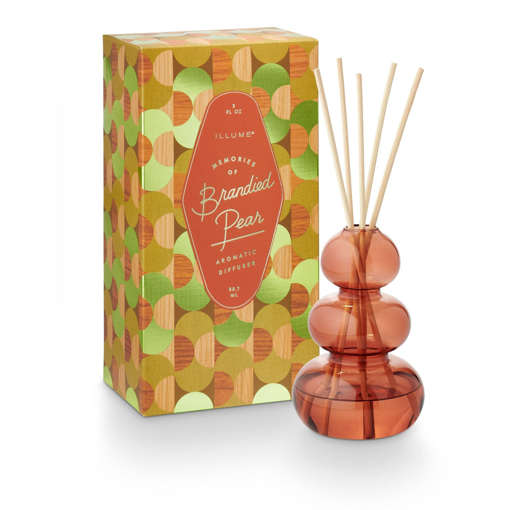 Memories of Brandied Pear Amber Glass Bubble Christmas Reed Diffuser