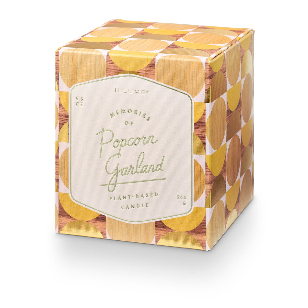 Memories of Popcorn Garland Iridescent Striped 9.3 oz Christmas Soy Candle