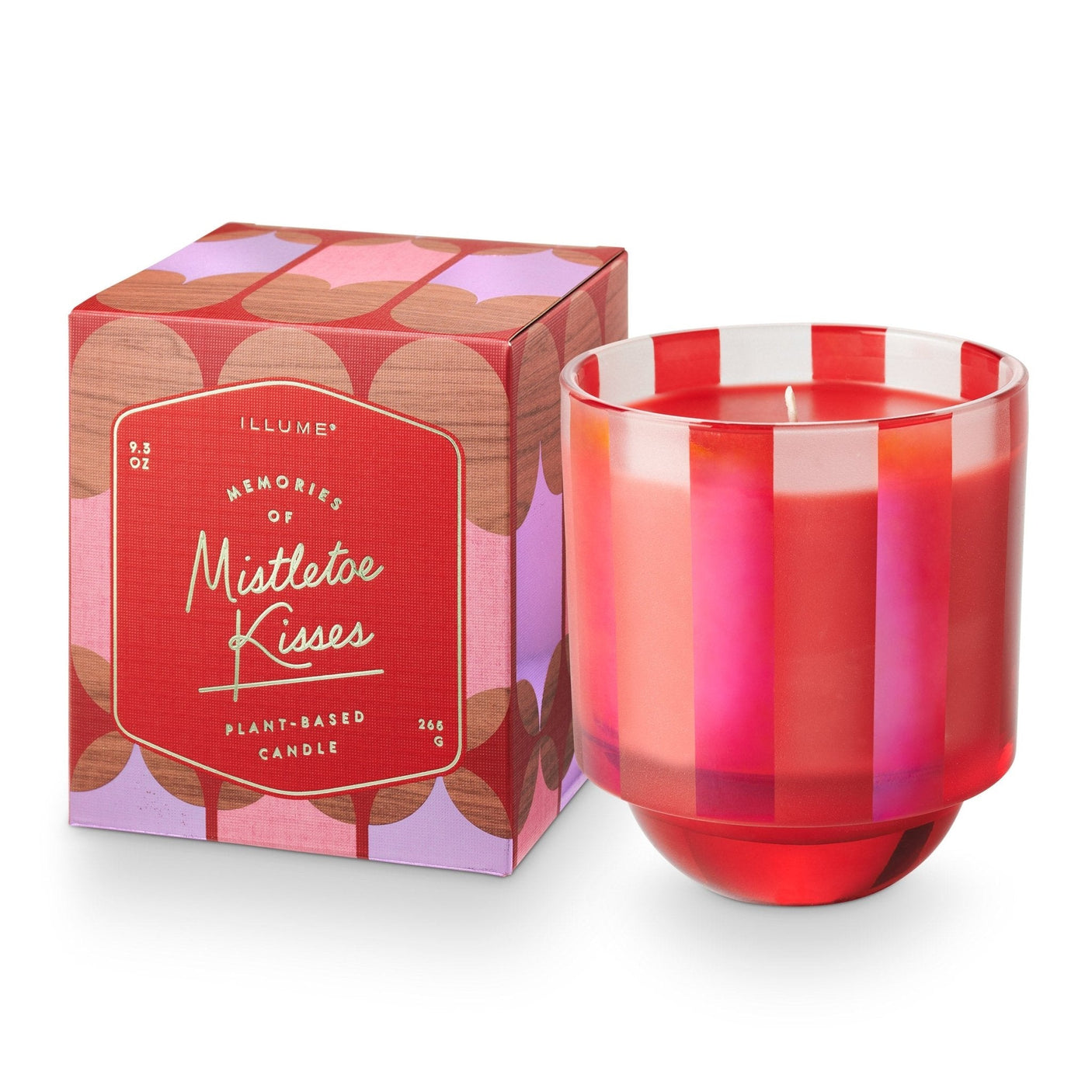 Memories of Mistletoe Kisses Iridescent Striped 9.3 oz Christmas Soy Candle