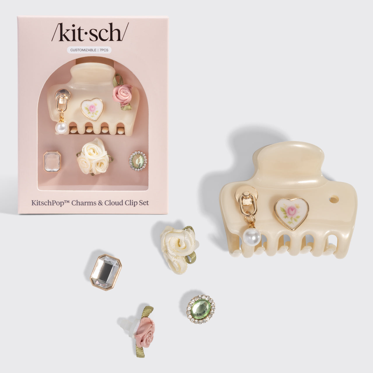 Kitschpop Cloud Clip & Charms Set - Pearlized Cream