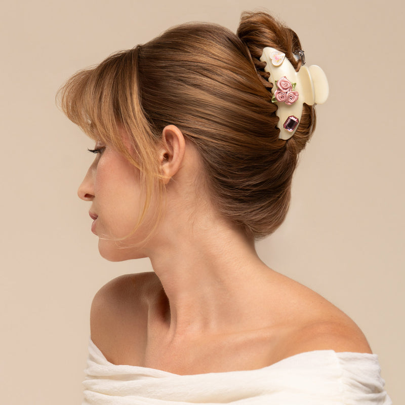 Kitschpop Charm Curved Claw Clip - Pearlized Cream