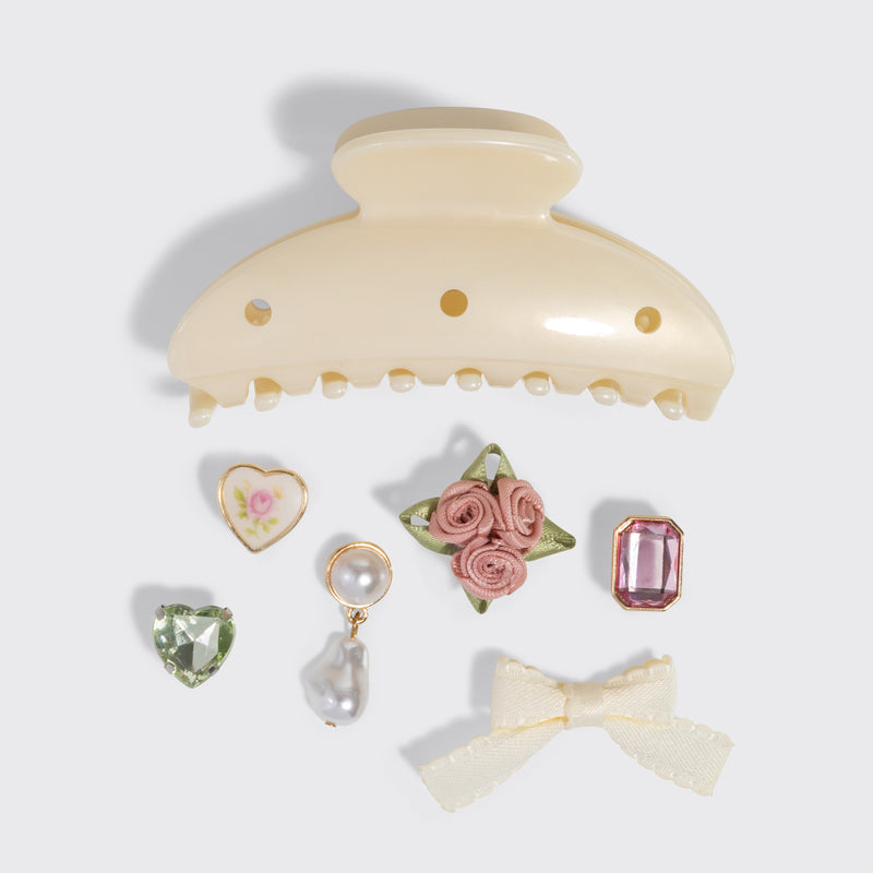 Kitschpop Charm Curved Claw Clip - Pearlized Cream