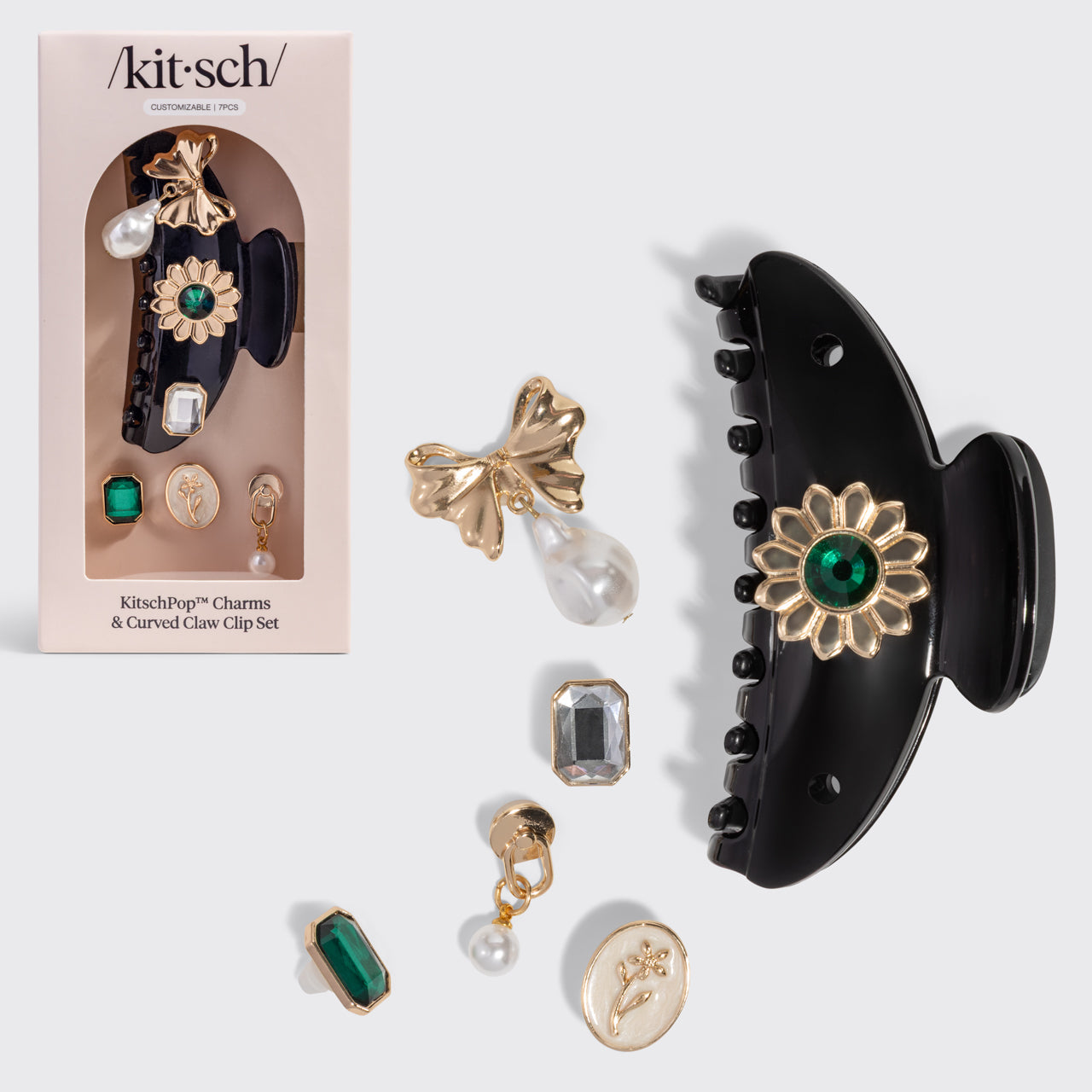 Kitschpop Charm Curved Claw Clip - Black