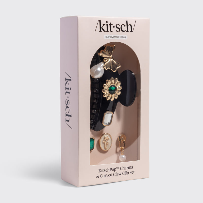 Kitschpop Charm Curved Claw Clip - Black