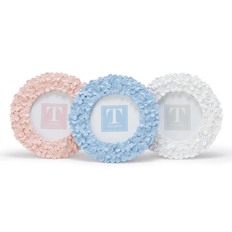 Hydrangea Flower Round Photo Frame 4"x4" in three colors