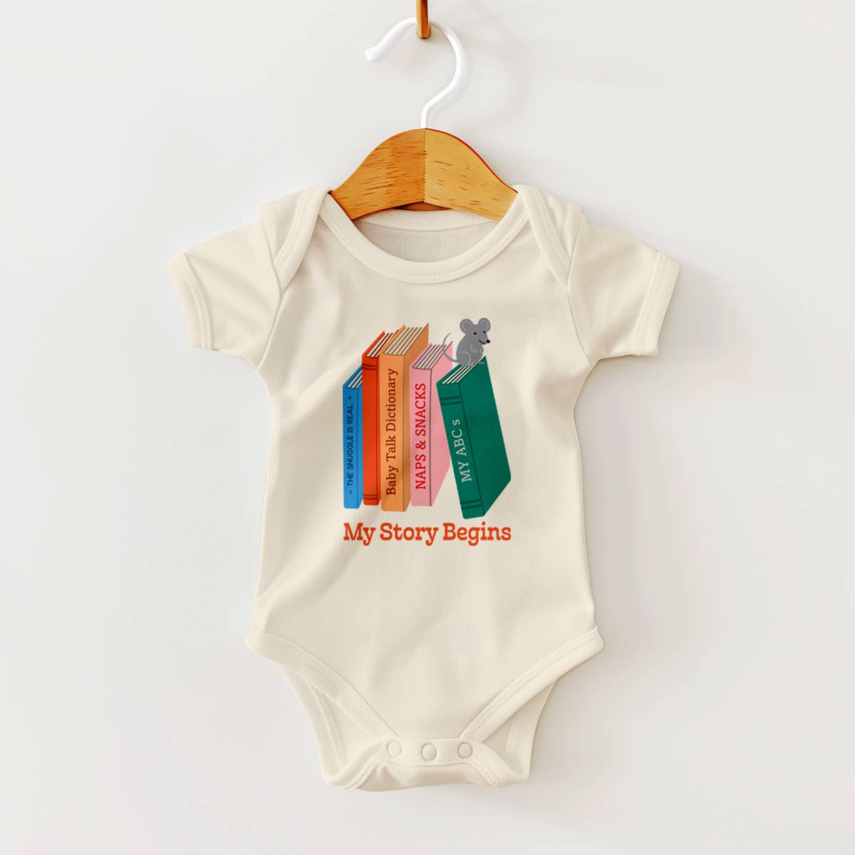 My Story Begins Printed Cotton Baby Onesie – Book Lover Themed Gift for Babies