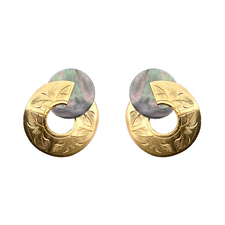 Etched Broken Circle Shell Earrings