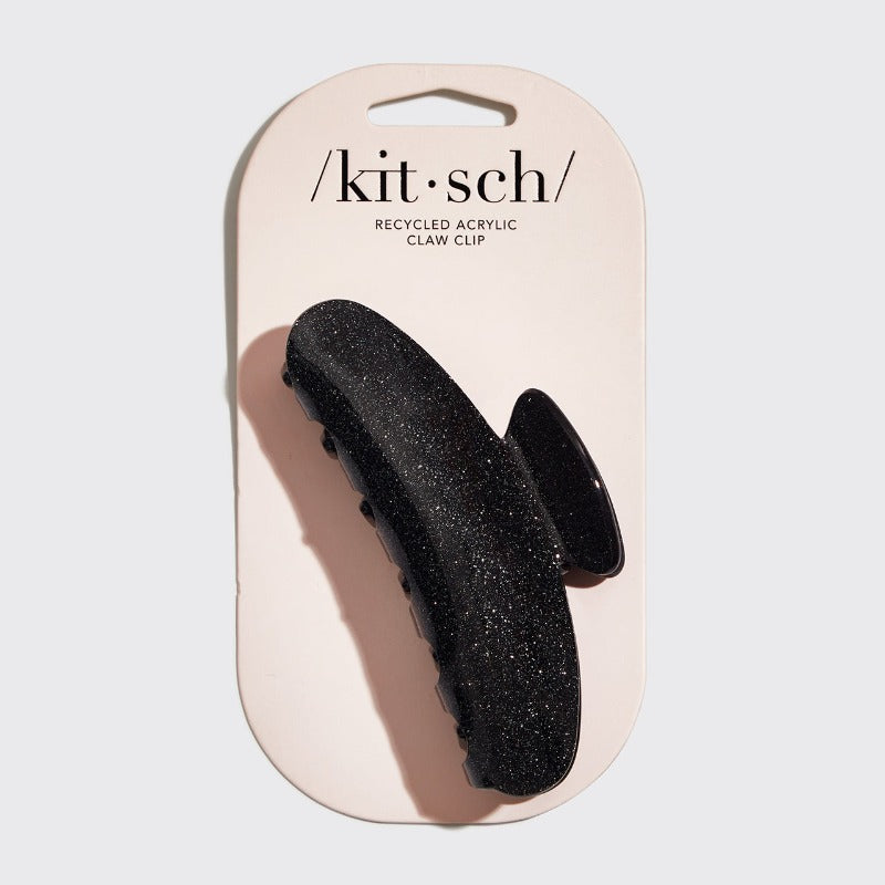 Recycled Acrylic Claw Clip - Black Glitter Packaged