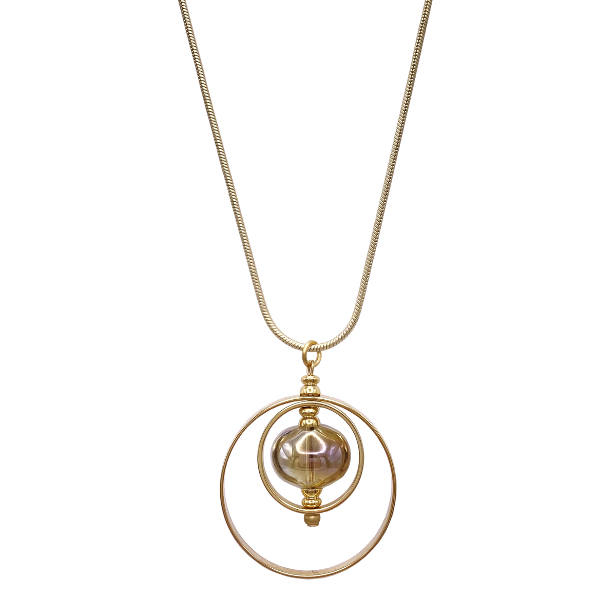 Immortal Eyes Glass Pendant Necklace - Gold/Topaz