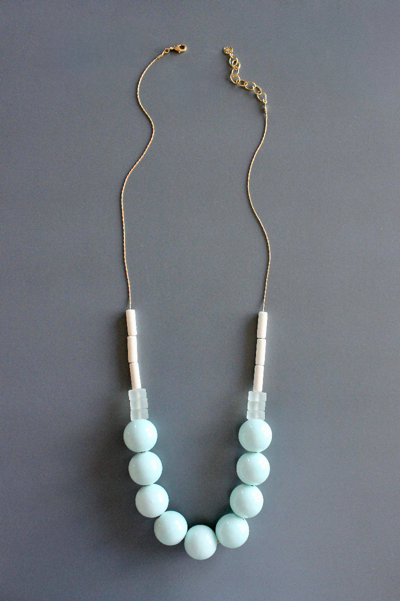 Celadon Ceramic Beaded Chunky Statement Necklace