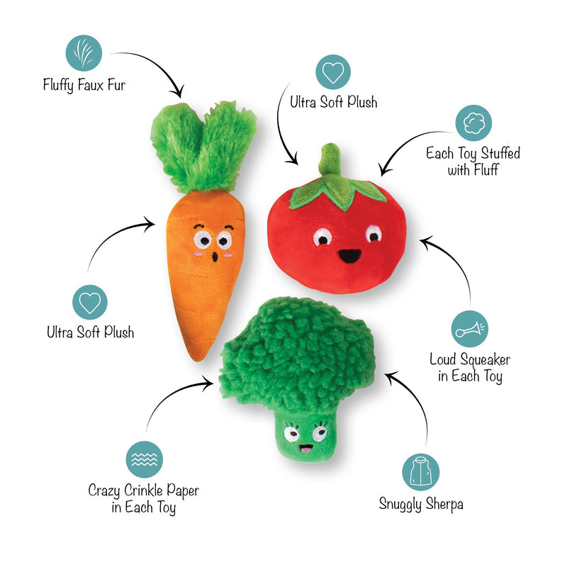 Farm to Table Vegetables Small Dog 3 Piece Toy Set