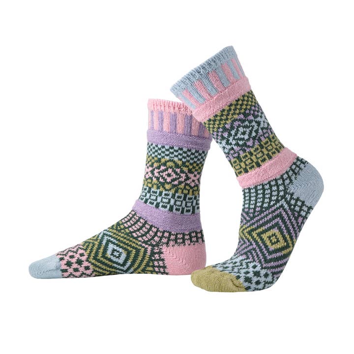 Colorful Mismatched Cotton Crochet Crew Socks