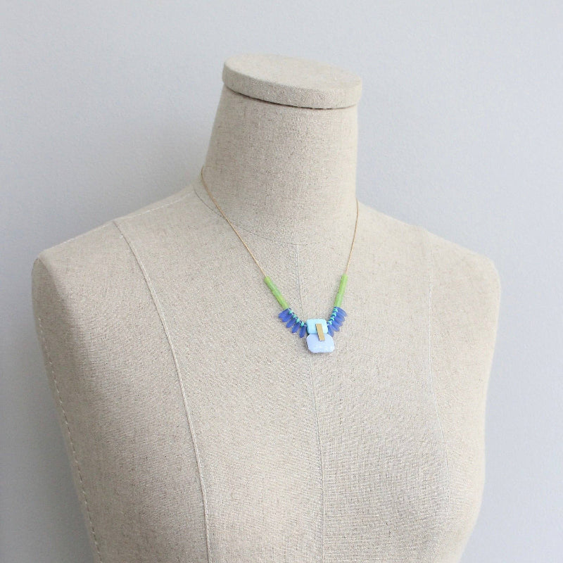 Vintage Glass Geometric Statement Necklace