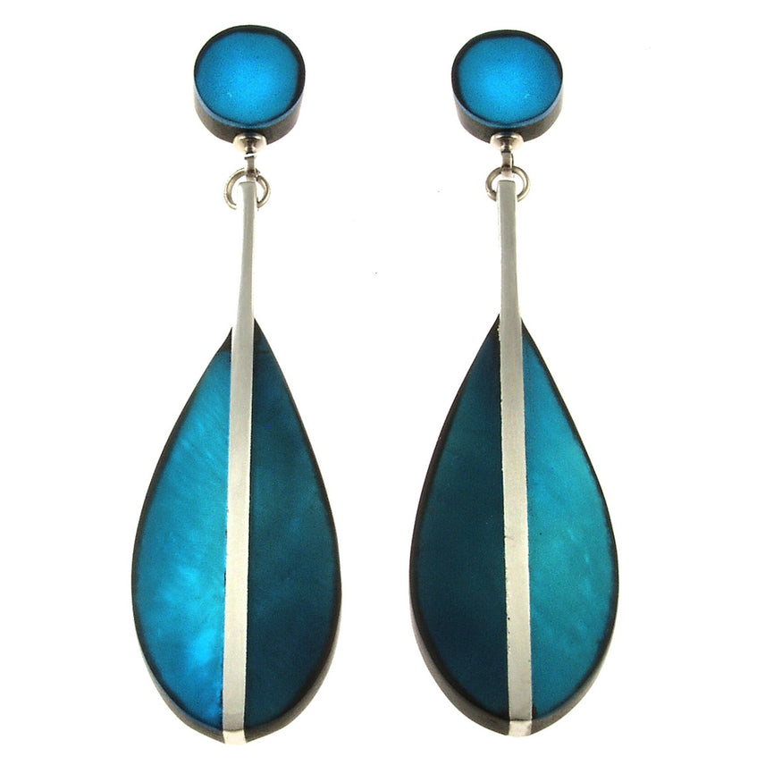 Split Teardrop Dangle Earrings - Deep Blue