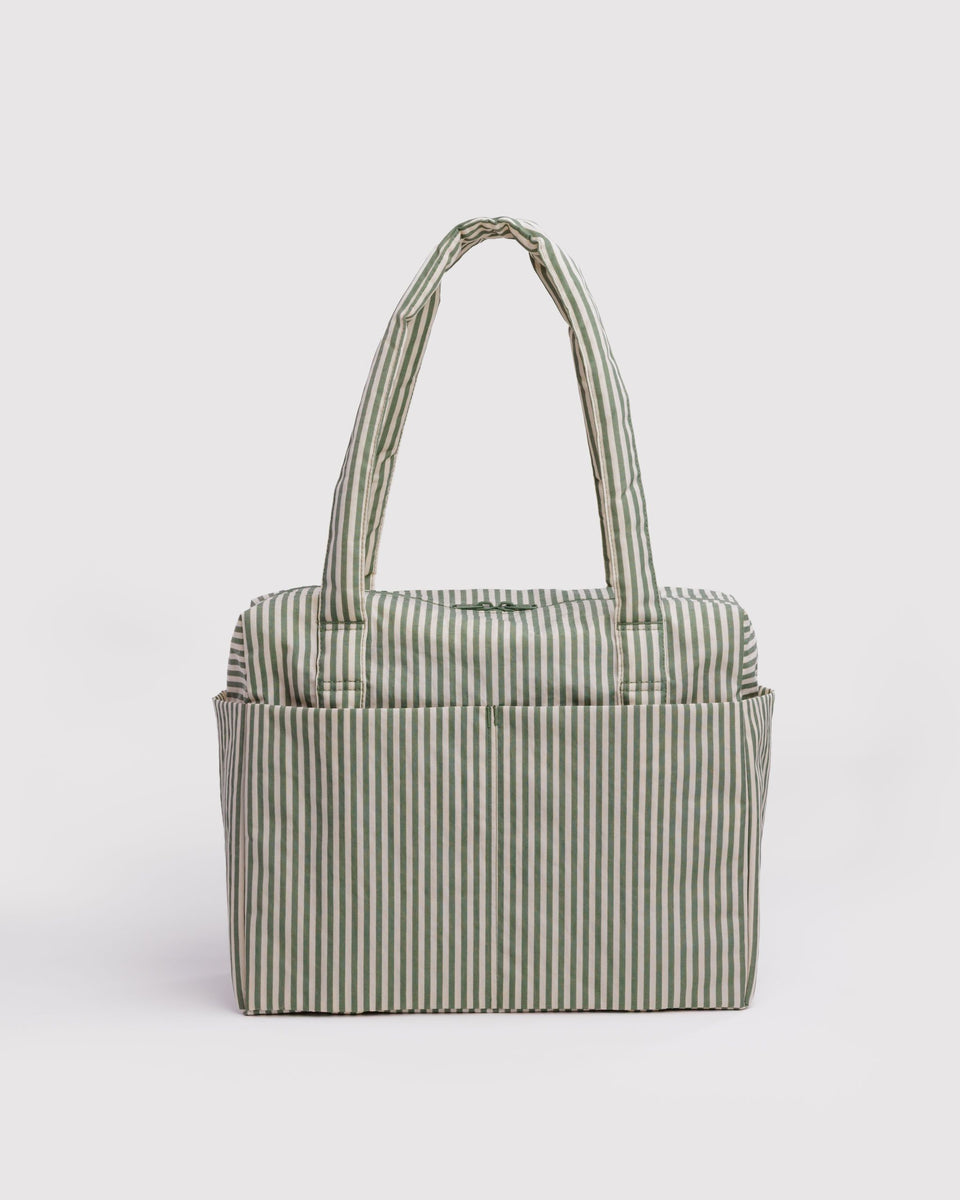 Small Cloud Carry-On Tote - Sage Stripe