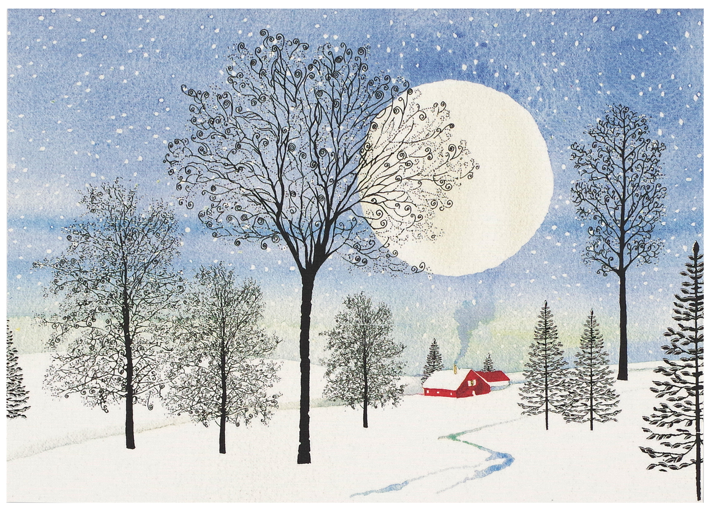 Moonlit Cottage Deluxe Holiday Boxed Greeting Cards