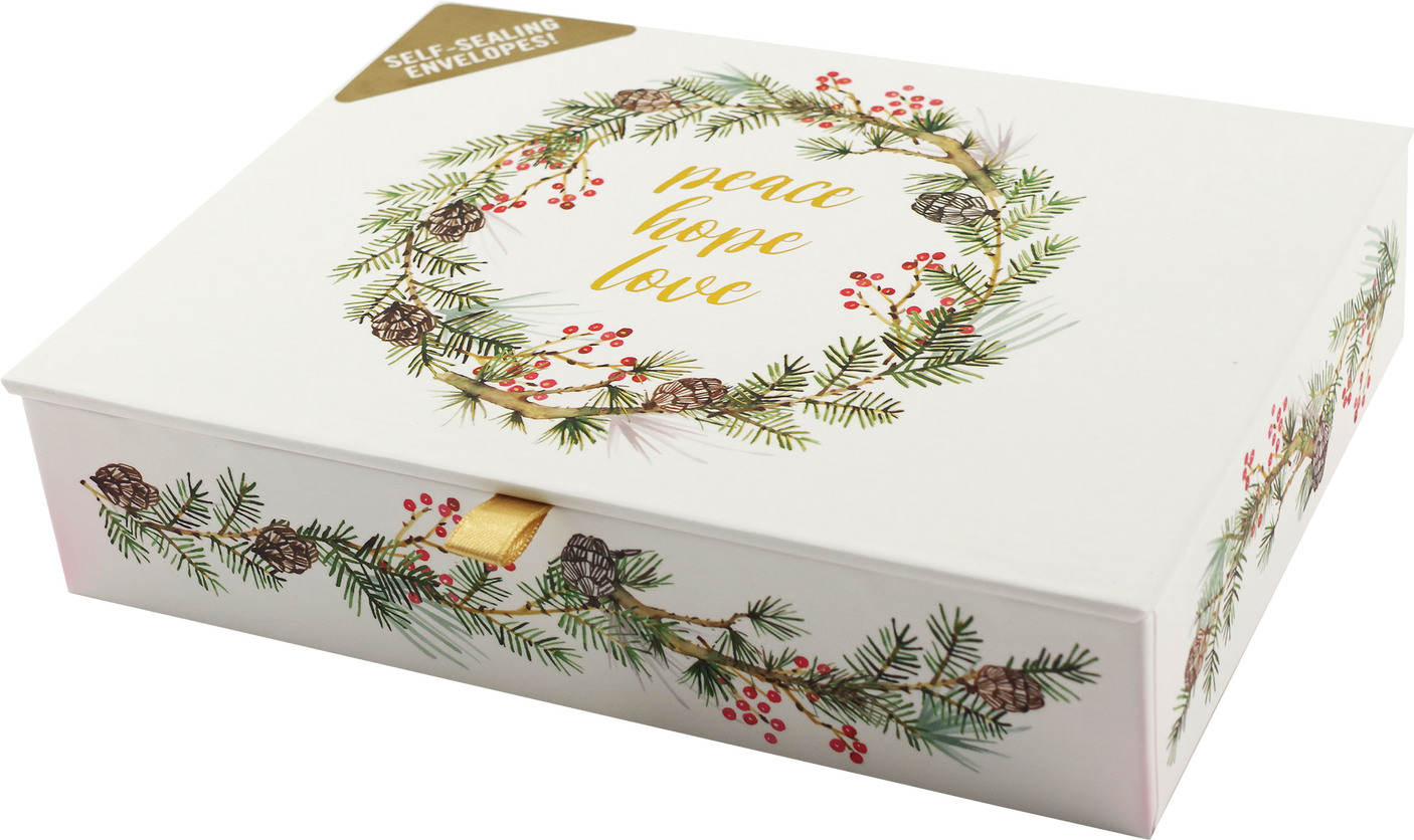 Festive Wreath Deluxe Box Holiday Cards