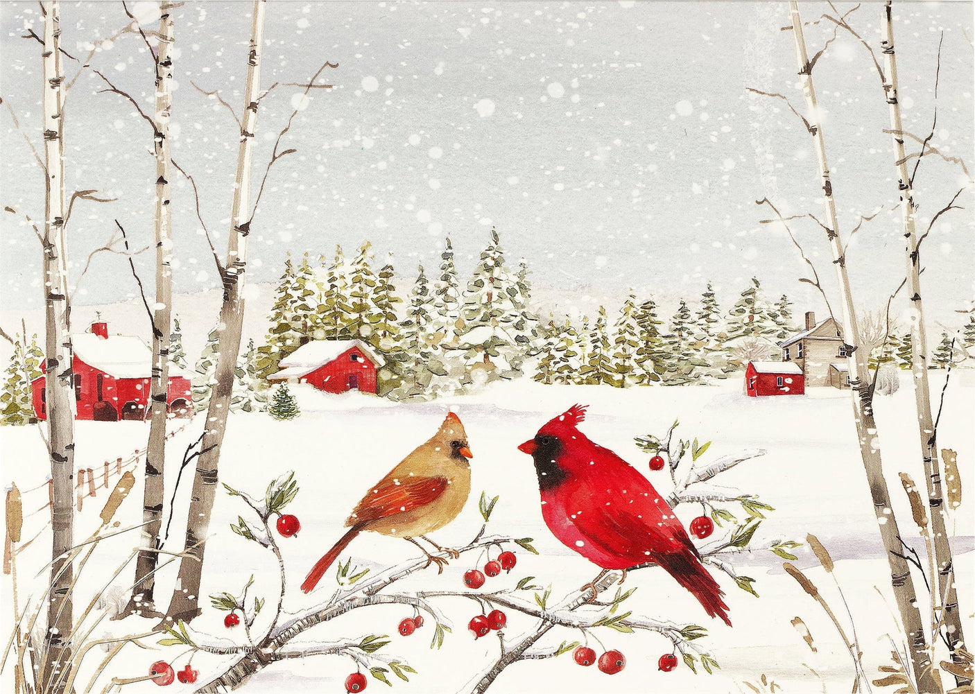 Cardinals in Winter Deluxe Box Holiday Cards