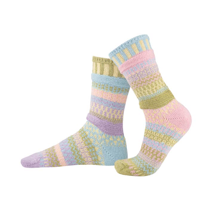 Colorful Mismatched Cotton Crochet Crew Socks Daphne