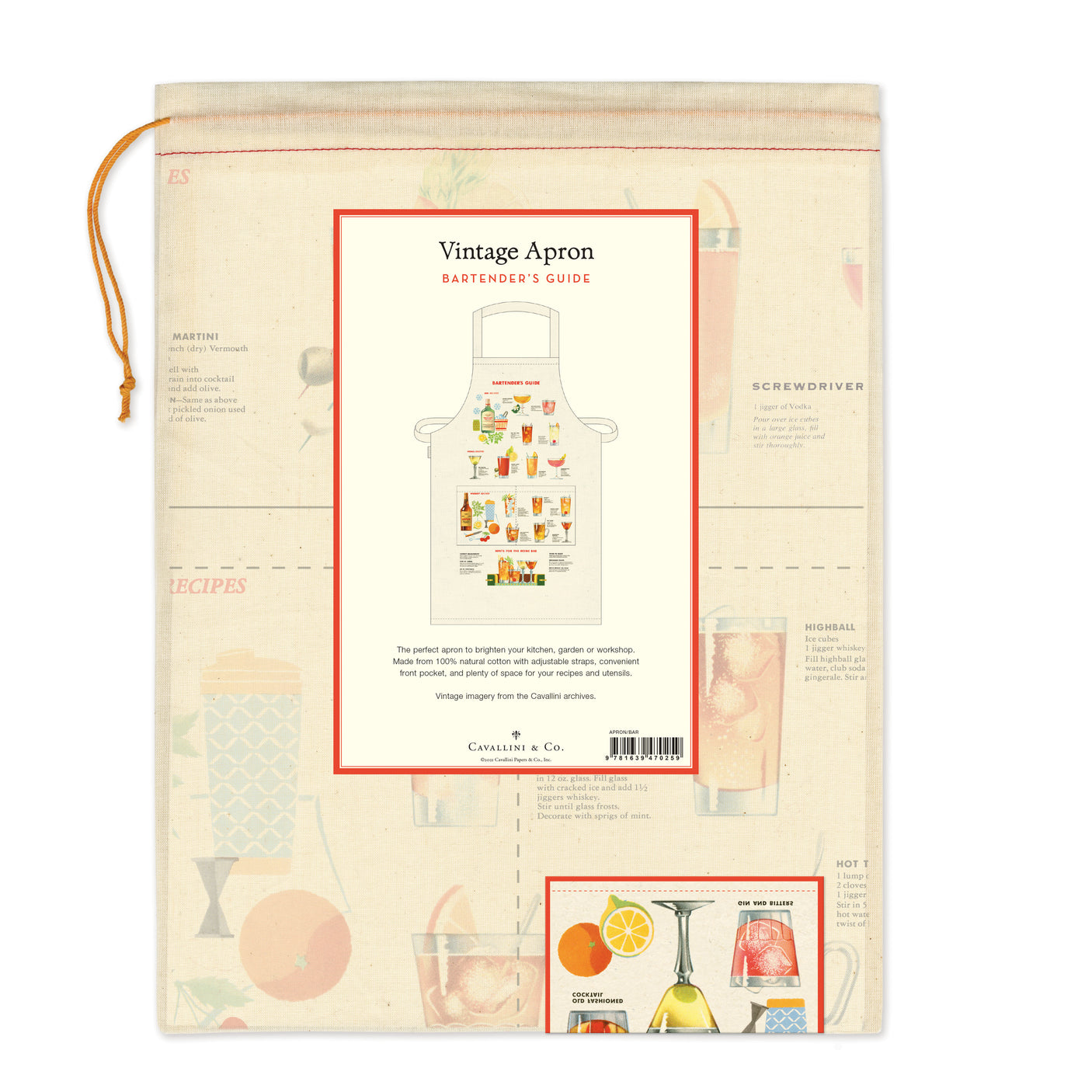 Vintage-Style Apron - Bartender's Guide