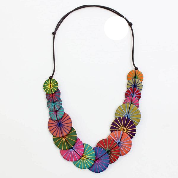Multicolored Wood Bead Azalea Statement Necklace
