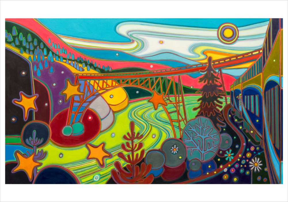Darlene Kulig: Wanderlust Boxed Notecard Assortment Interior Style 4 - Bridge across Fraser River, 2019