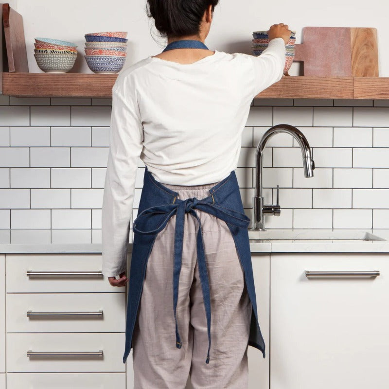 Chef Apron - Stonewash Denim Lifestyle Ties in Back