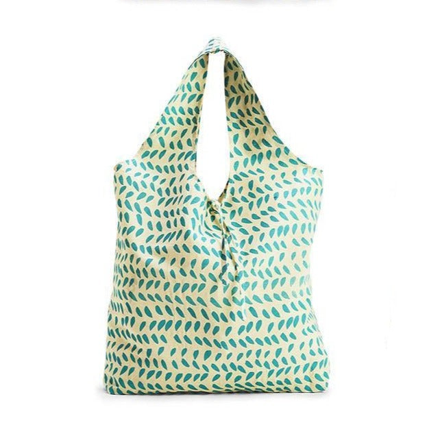 Colorful Block-Printed Cotton Market Tote Bag Aqua Blue