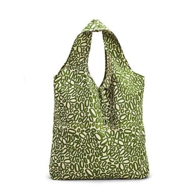 Colorful Block-Printed Cotton Market Tote Bag Green