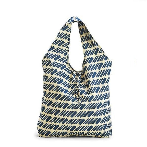 Colorful Block-Printed Cotton Market Tote Bag Navy Blue