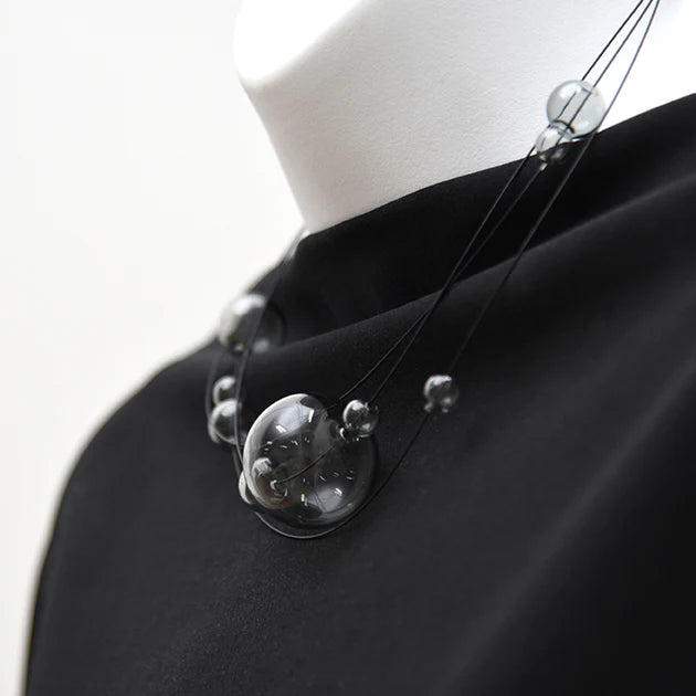 Cumulus Glass Bubble Layered Necklace - Grey