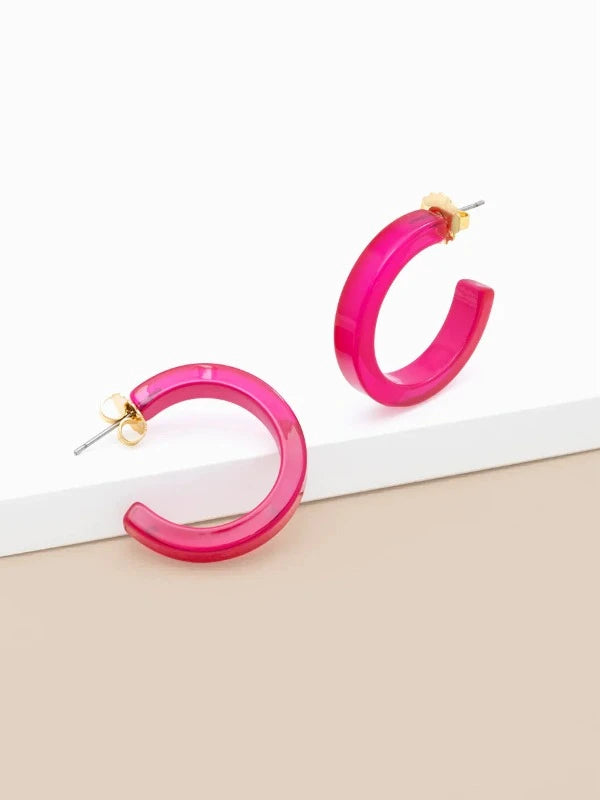 Daphne Resin Hoop Earrings - Hot Pink Lifestyle