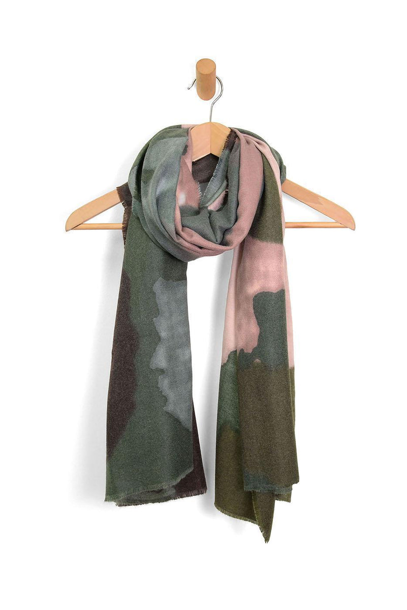 Abstract Inkblot Scarf - Green/Multi