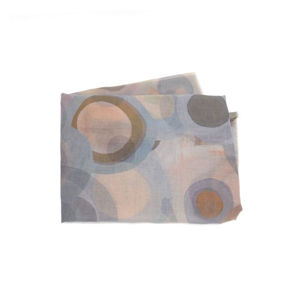 Overlapping Circle Collage Modern Print Lightweight Scarf - Neutrals/Pastels Folded
