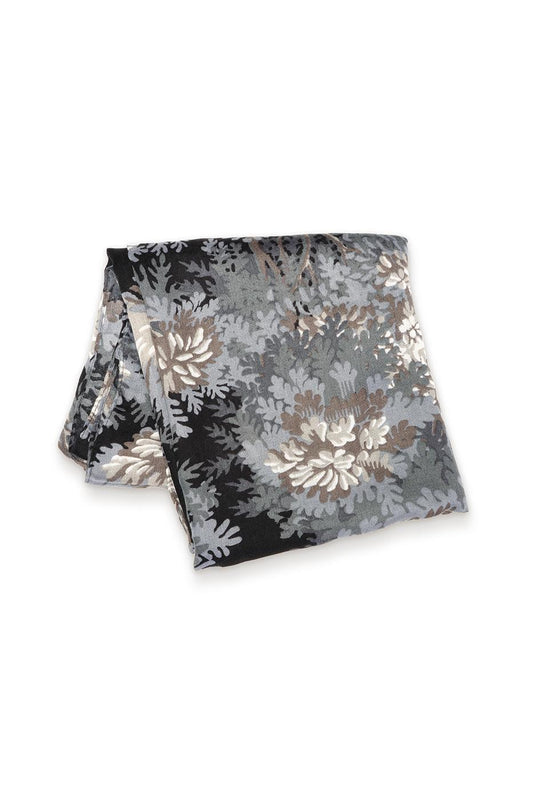 Foliage Printed Scarf - Black