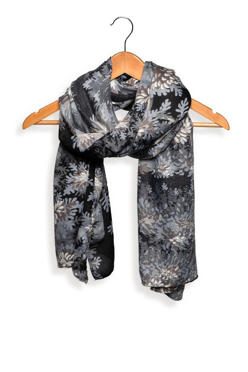 Foliage Printed Scarf - Black
