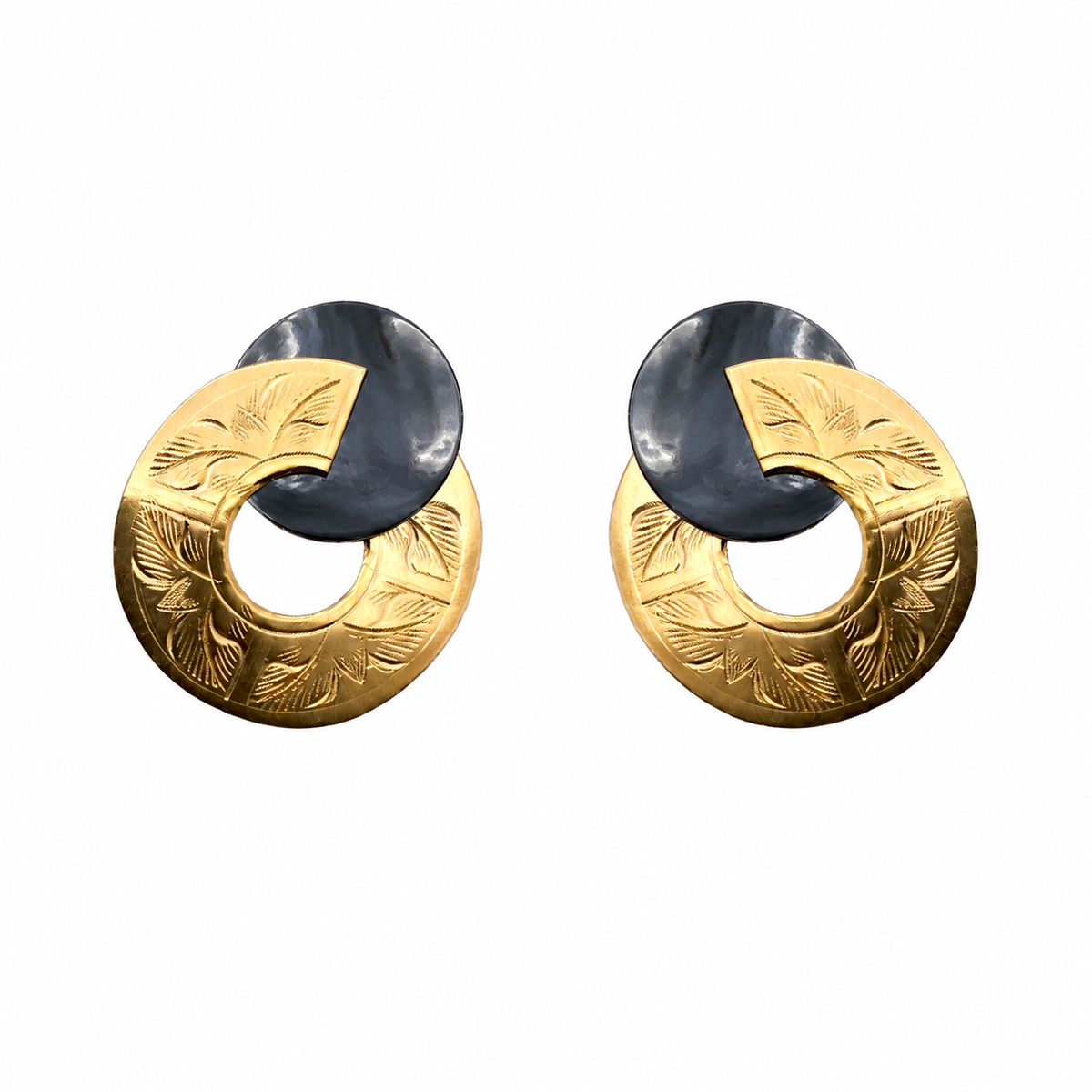 Etched Broken Circle Shell Earrings