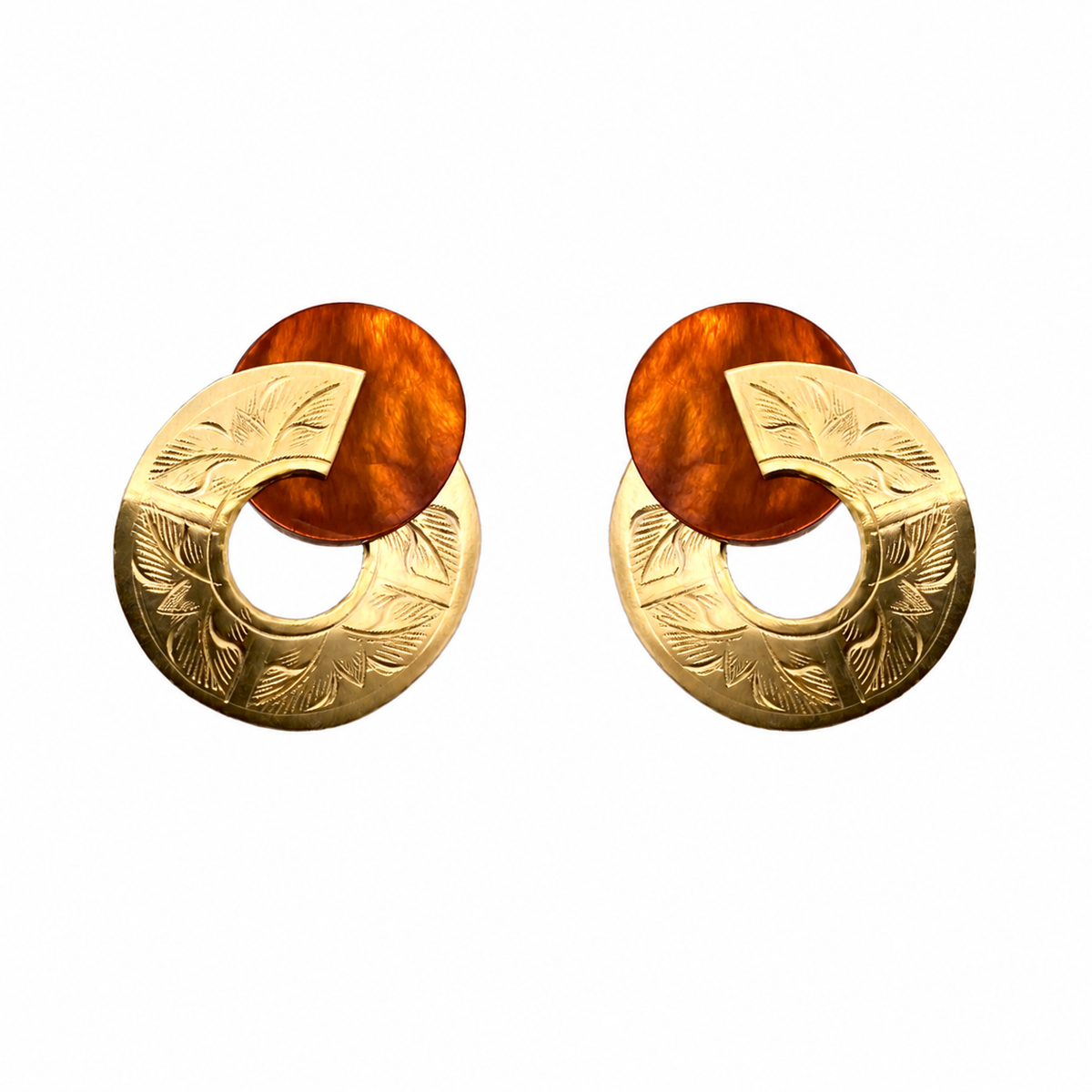 Etched Broken Circle Shell Earrings