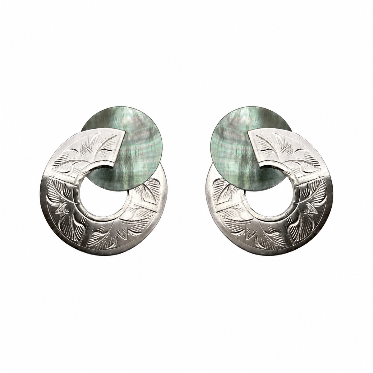 Etched Broken Circle Shell Earrings